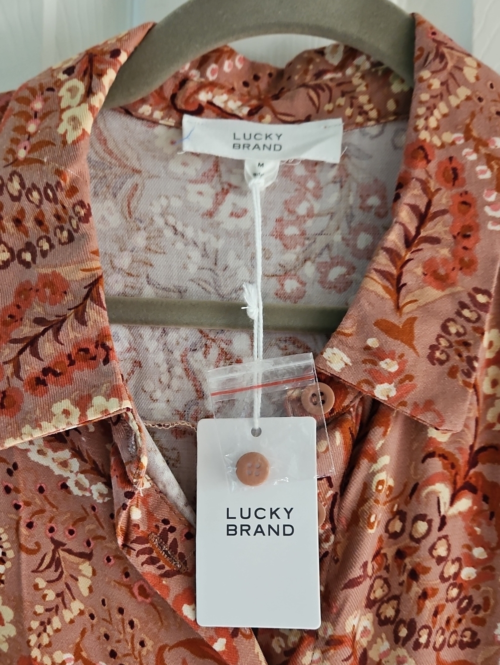 Lucky Brand Full Button Shirt Dress in Rust, NWT, Sz M - Picture 7 of 9